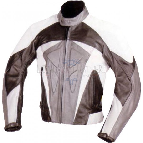 RTX Motocross Grey Leather Motorcycle Jacket